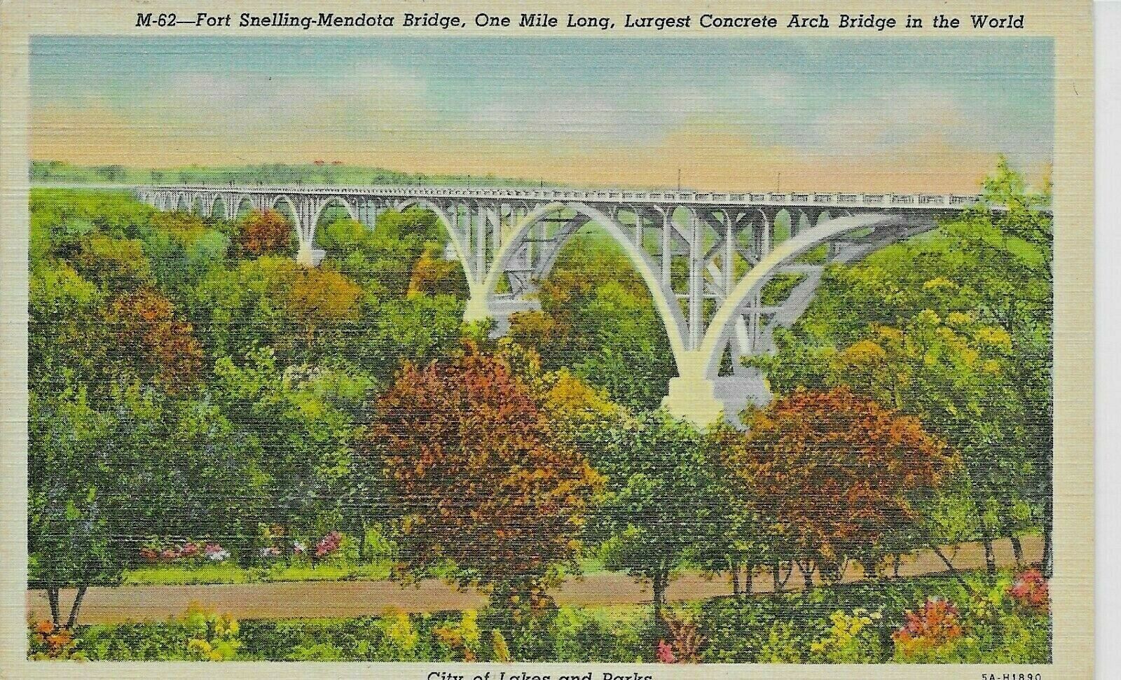 Fort Snelling-Mendota Bridge, Mendota Heights, Minnesota, 1935 --POSTCARD