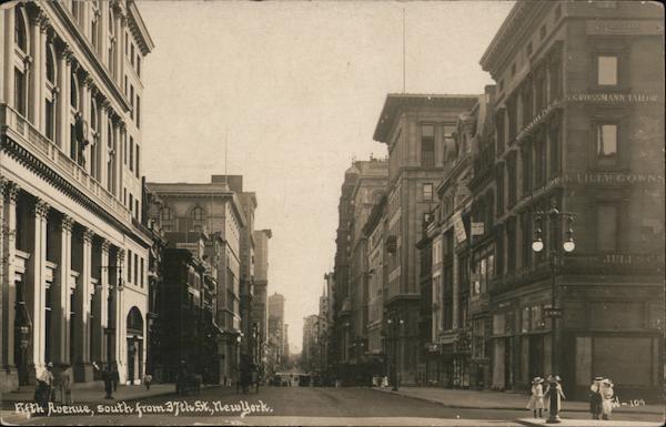 1913 RPPC New York,NY Fifth Avenue,south from 37th Street Thaddeus Wilkerson