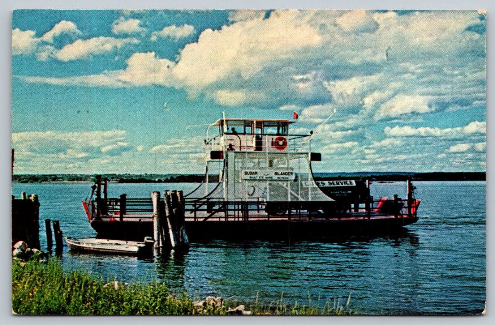 Michigan Sault Ste. Marie Sugar Island Ferry Vintage Postcard