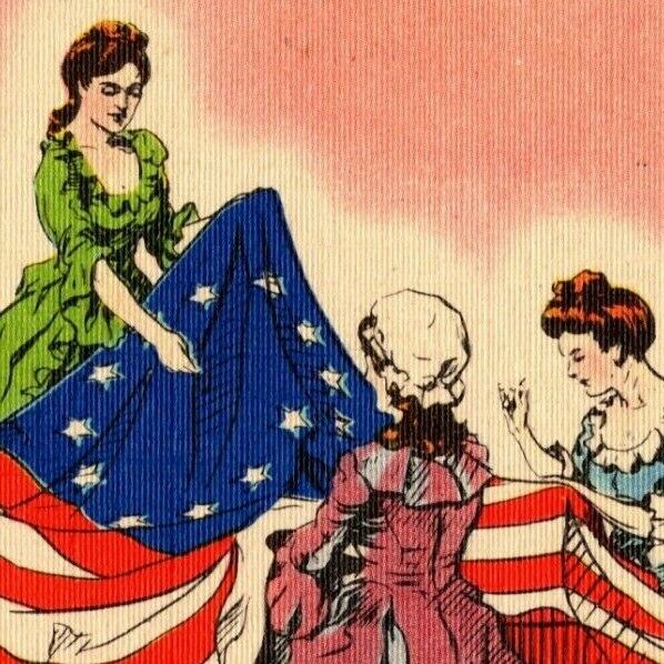 US Flag Patriotic Linen Postcard c1940-50\'s \