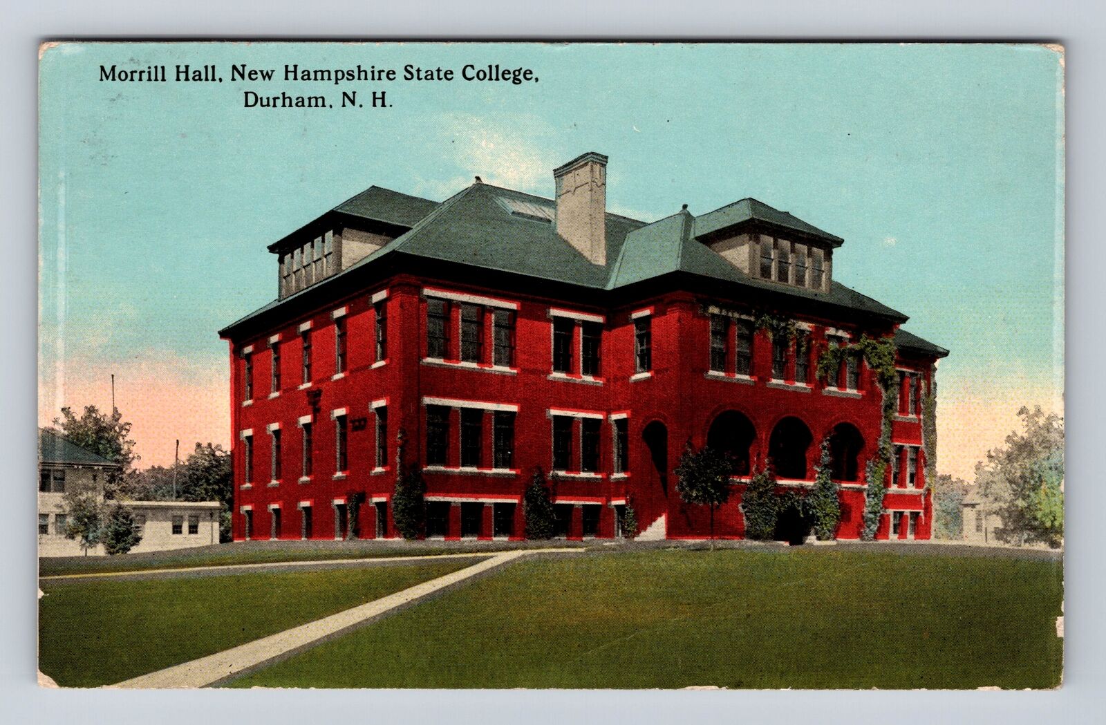 Durham NH-New Hampshire, NH State College, Morrill Hall, Vintage c1914 Postcard