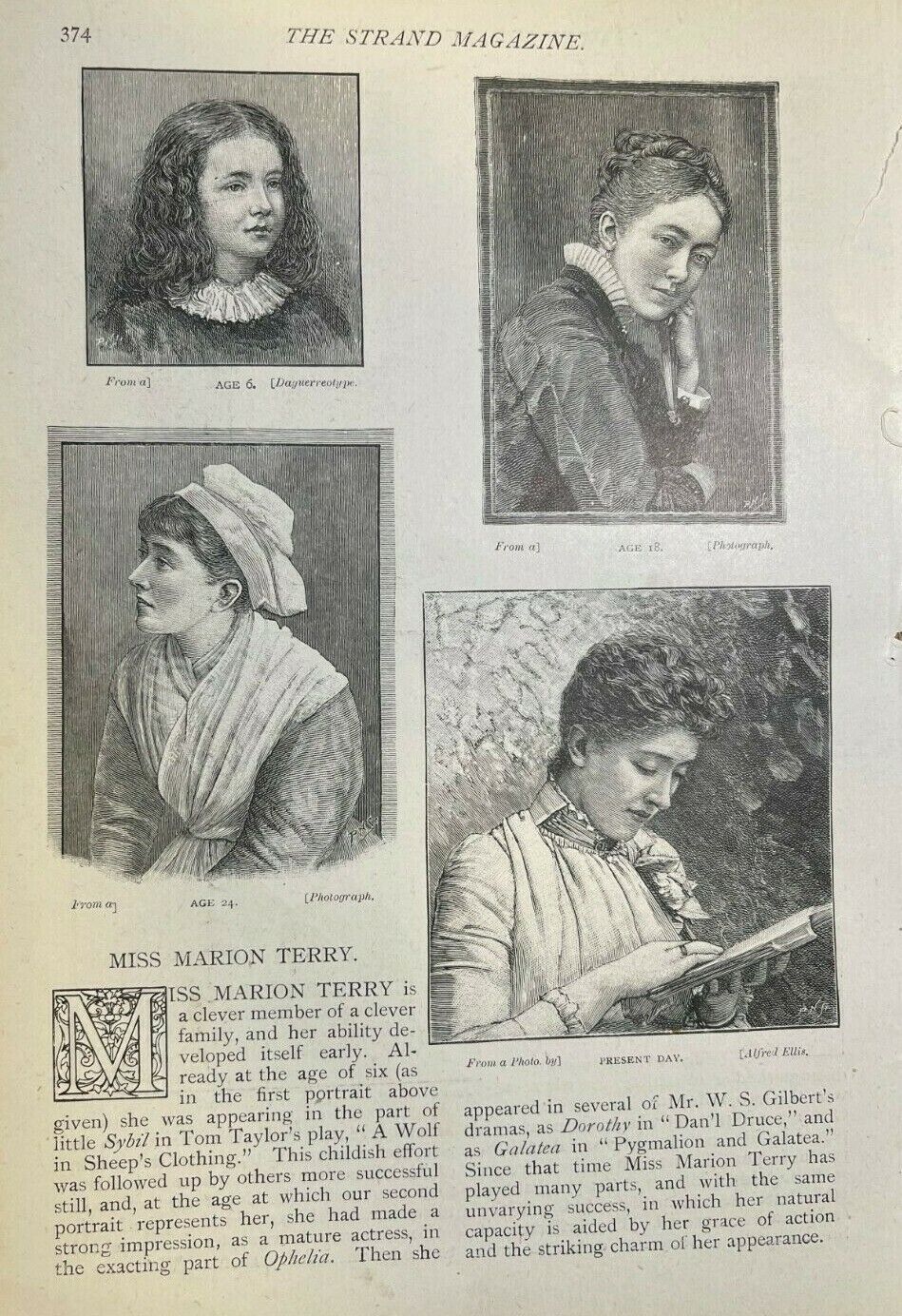 1891 English Actress Marion Terry