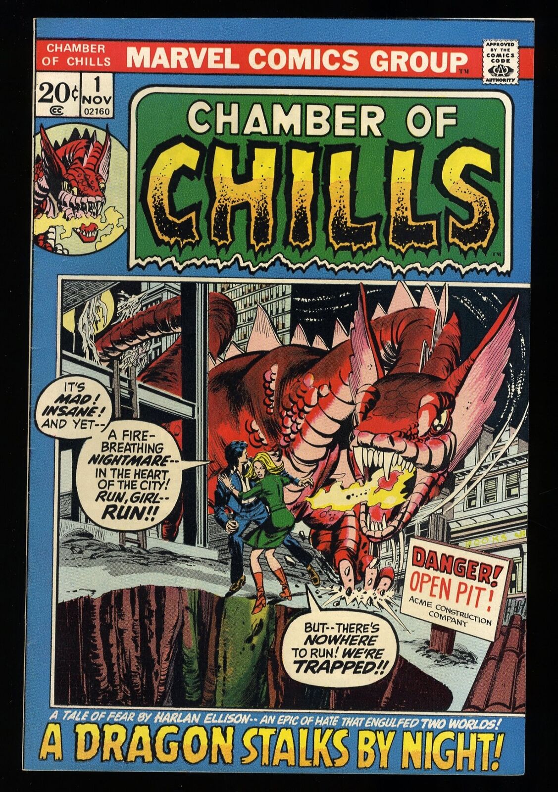 Chamber Of Chills #1 VF/NM 9.0 A Dragon Stalks By Night Marvel 1972
