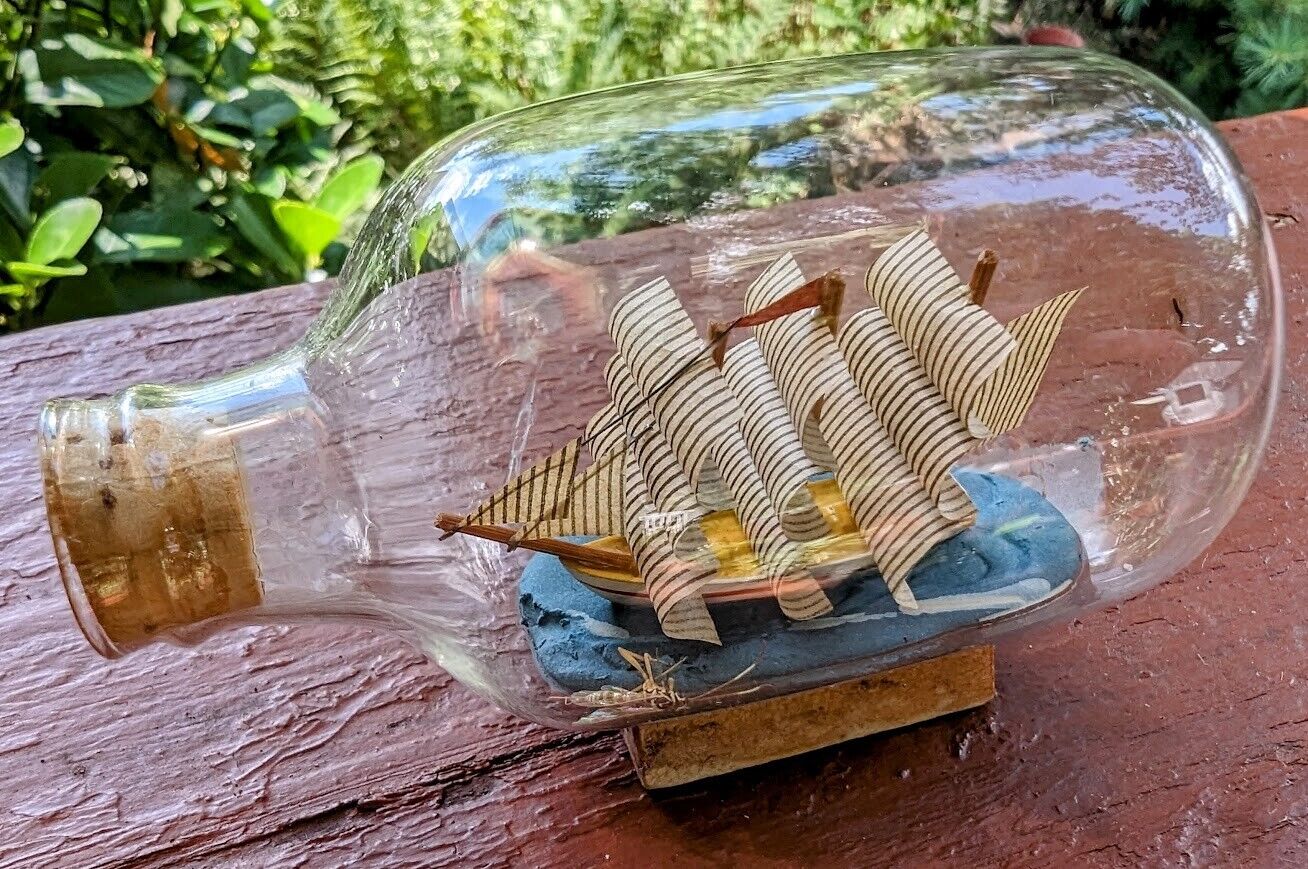 Vintage 3 mast sailing ship In a Glass Bottle