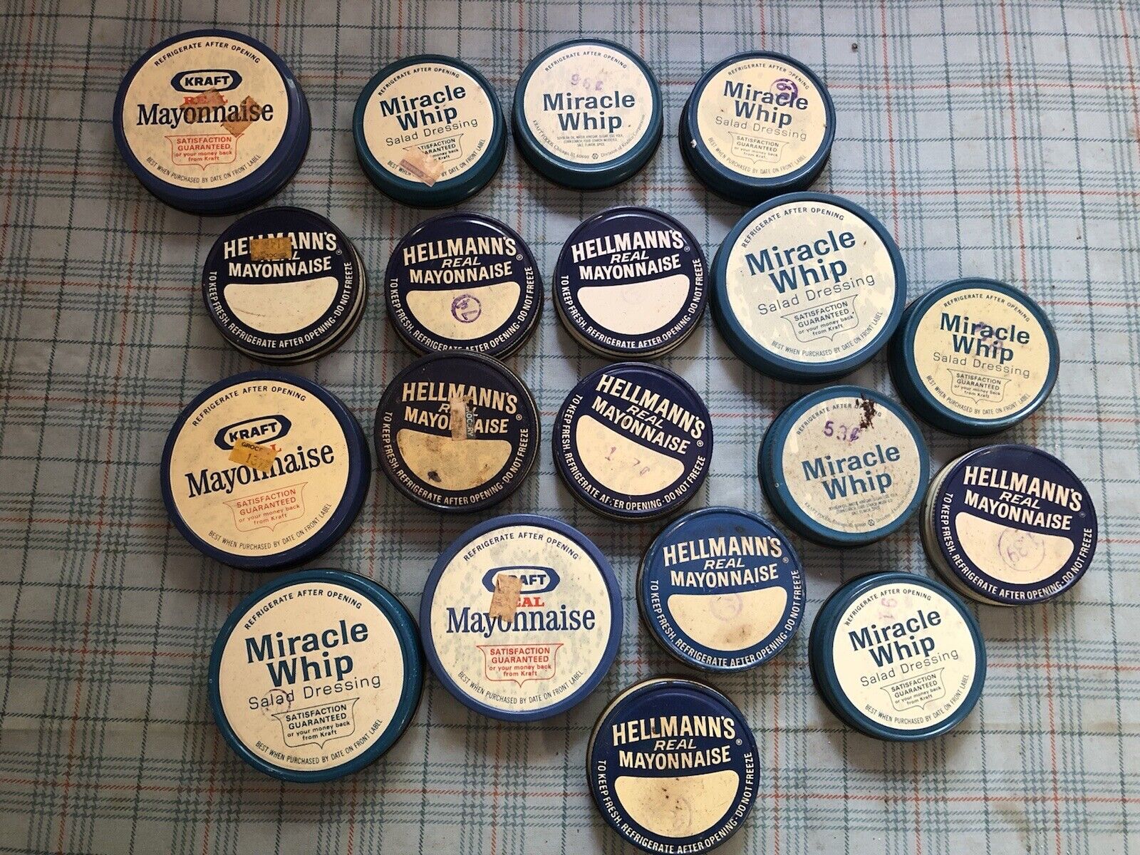 19 Vintage Mayo Mayonnaise Metal Lids, Hellmans Kraft Miracle Whip And More Read