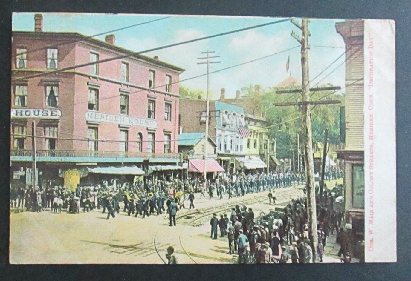 Decoration Day West Main & Colony Streets Meriden CT Unposted UDB Postcard