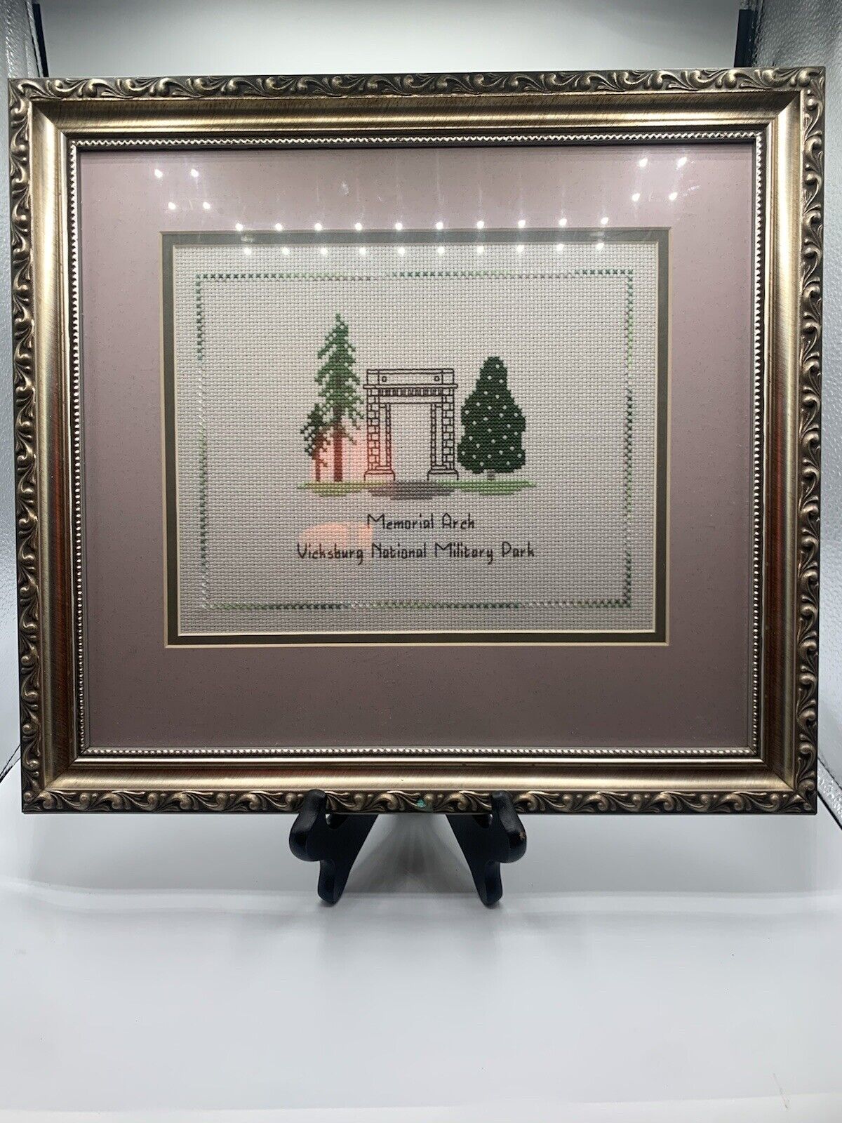 Matted & Framed Cross Stitch Embroidery Vicksburg, MS National Military Park