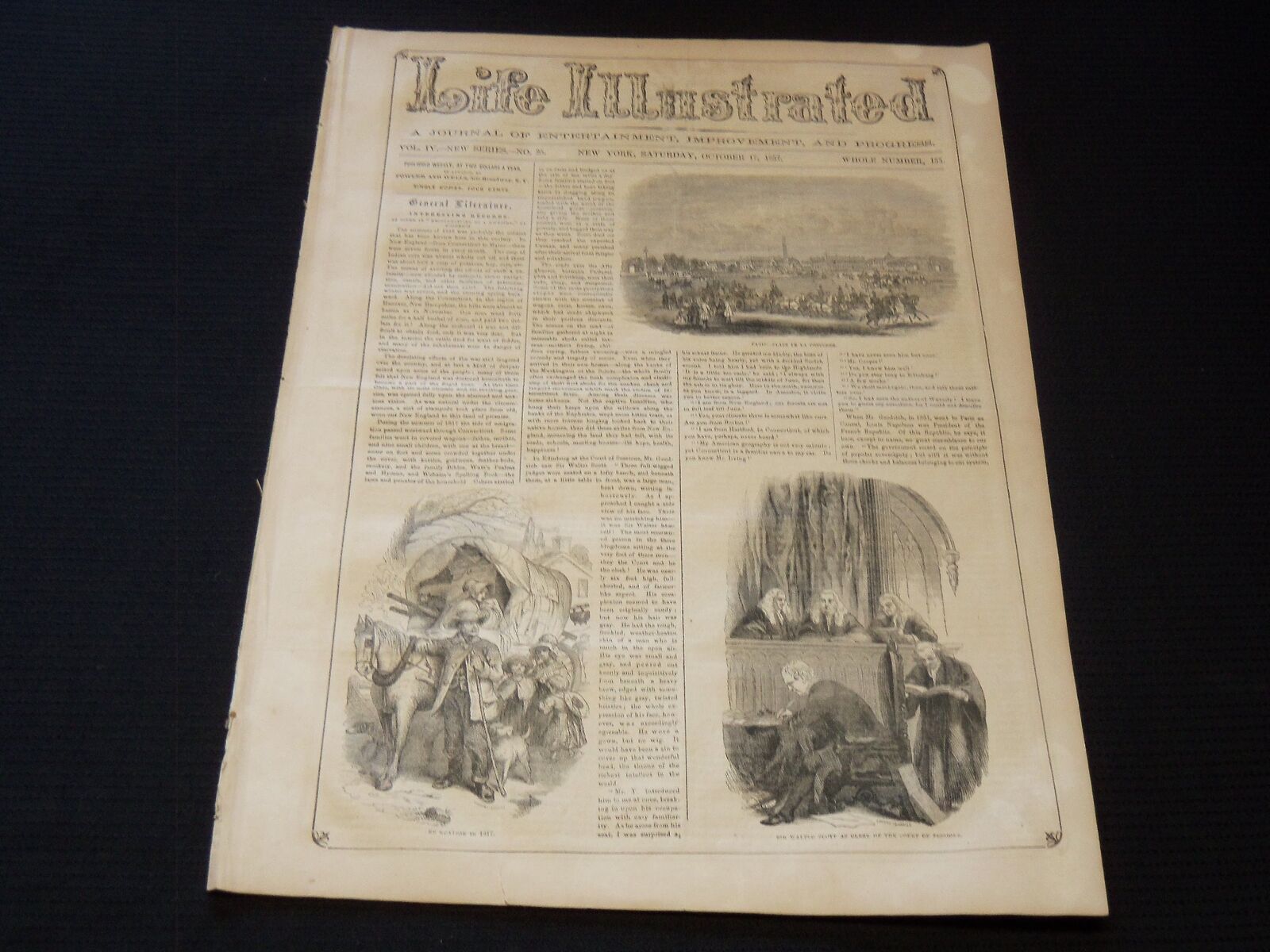 1857 OCTOBER 17 LIFE ILLUSTRATED NEWSPAPER - INTERESTING RECORDS - NP 5914