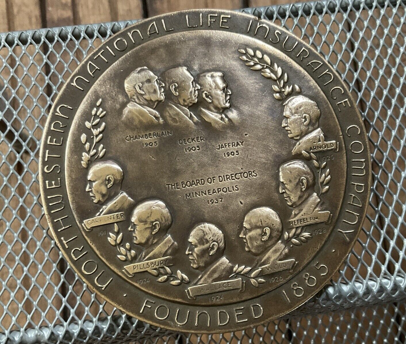 Vtg 1937 Northwestern National Life Insurance - Bronze Paperweight Medallion