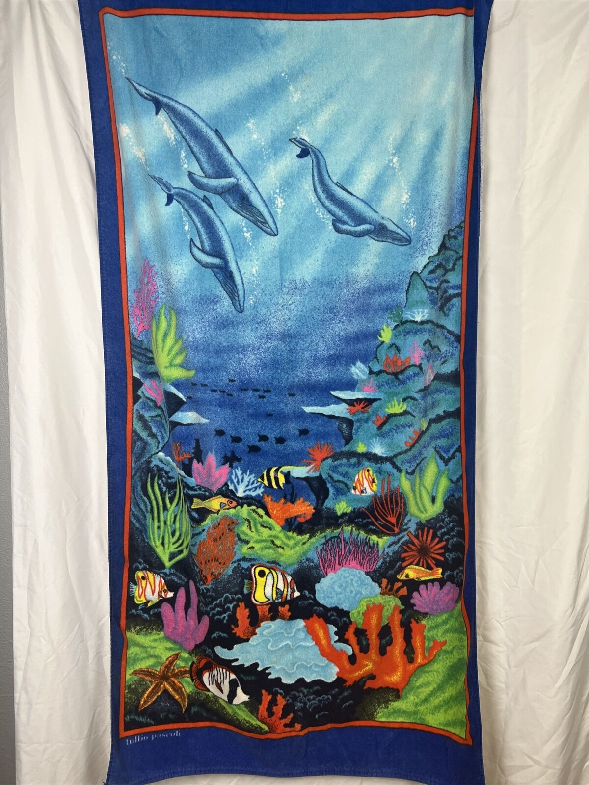 Vintage Beach Towel Dolphins Tropical Fish Bright Sun Days JC Penney’s 60x30