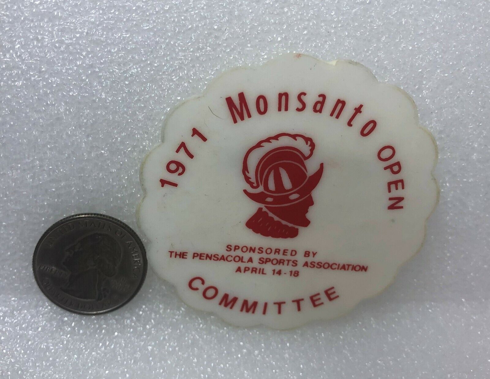 1971 Monsanto Open Golf Pensacola Committee Plastic Pin