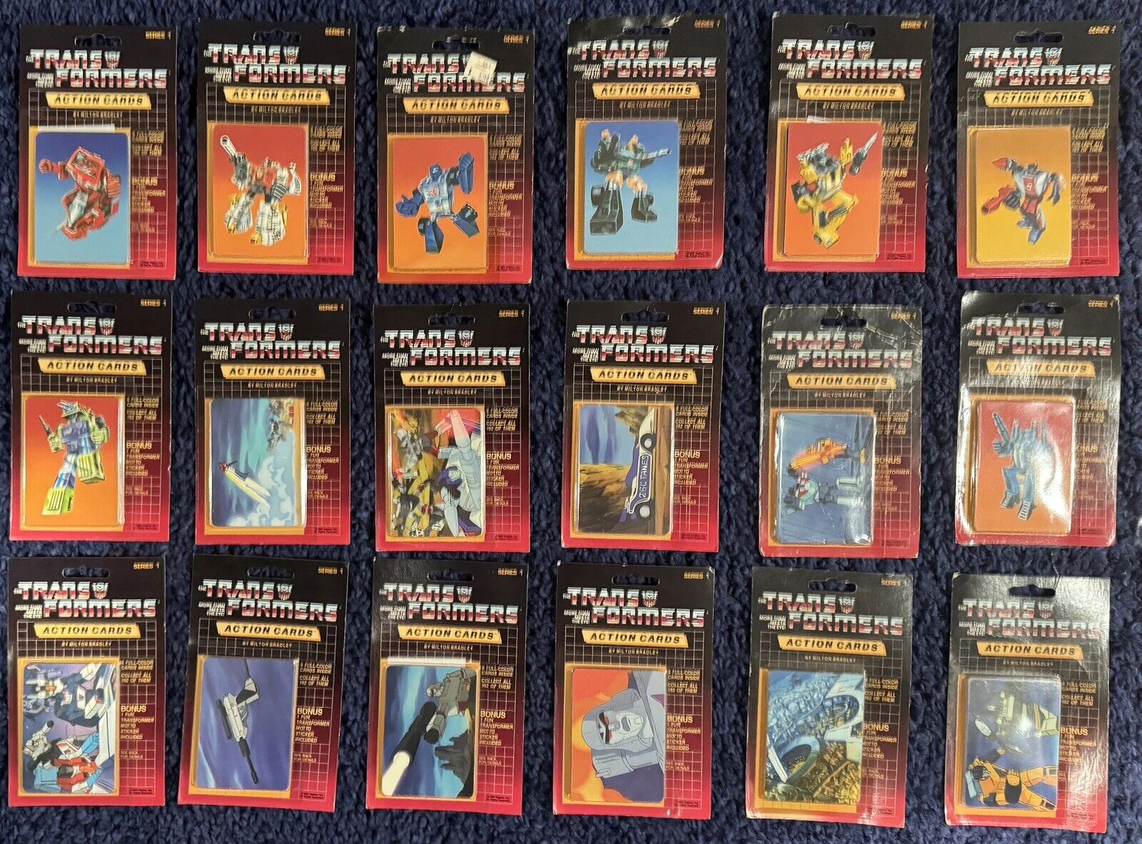 1985 Hasbro Transformers Action Cards - Lot of 18 Sealed Packs