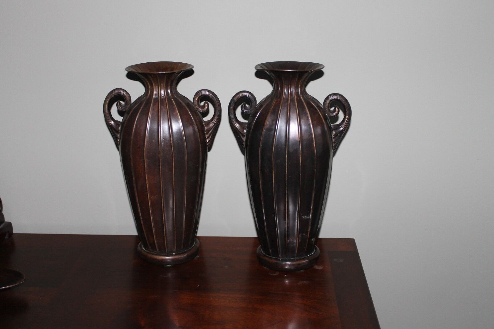 Pair of hand made vintage bronze or copper vases  -14\