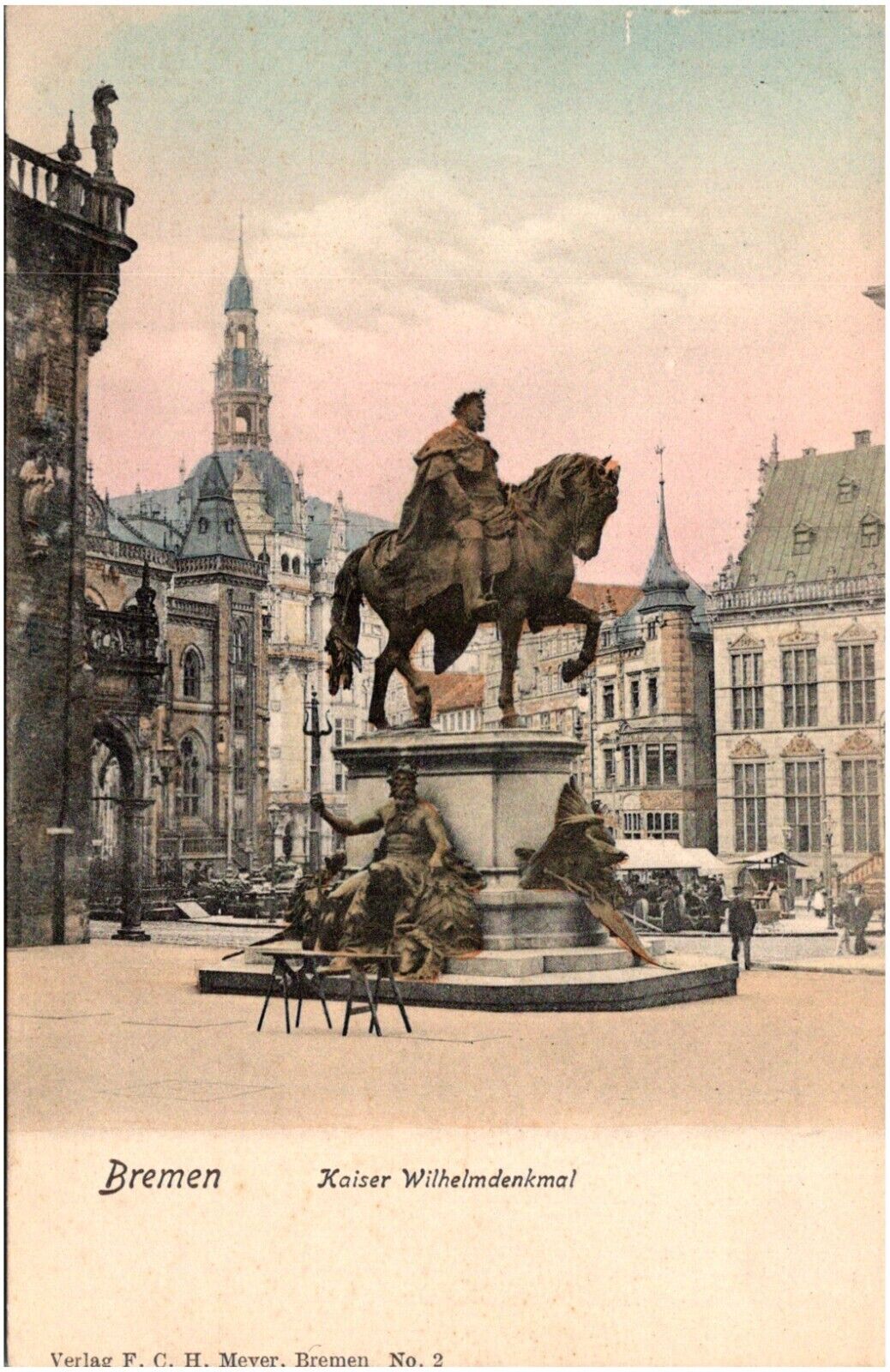 Emperor Kaiser Wilhelm I Monument Bremen Germany Denkmal 1900s Postcard UDB