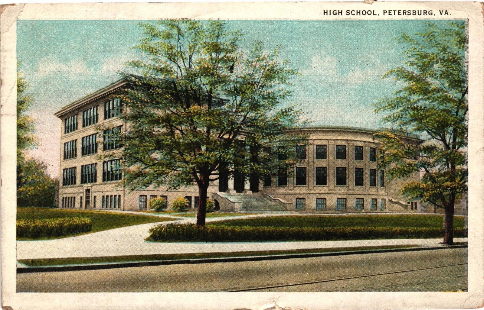 1925 Exterior High School Building Petersburg Virginia VA Vintage Postcard WB
