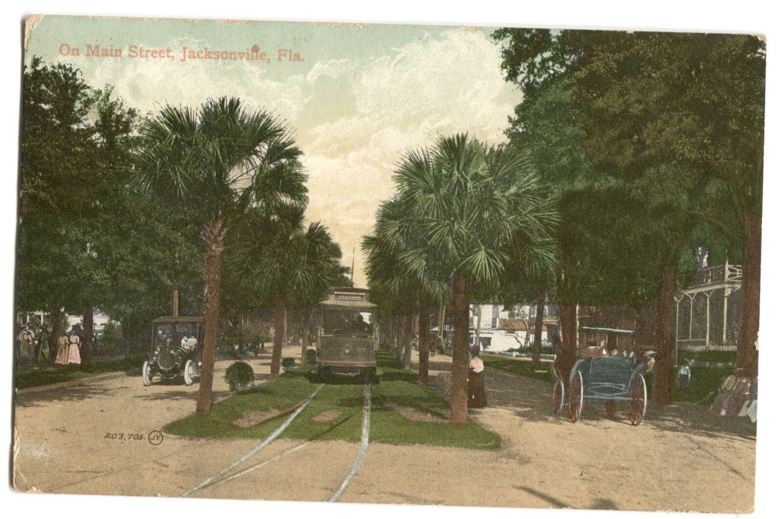 Postcard On Main Street Jacksonville FL 1909