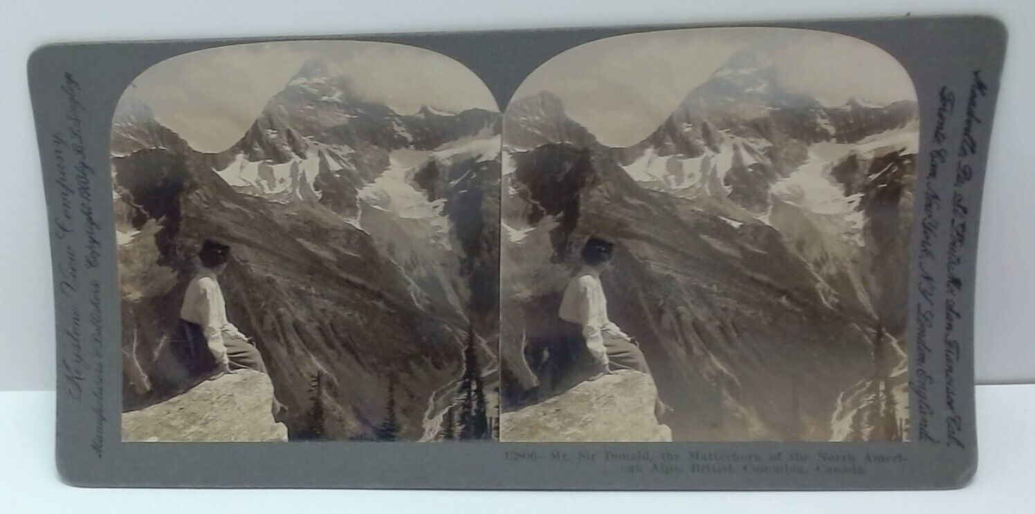 Antique Keystone Stereoview Mt Sir Donald View Canada