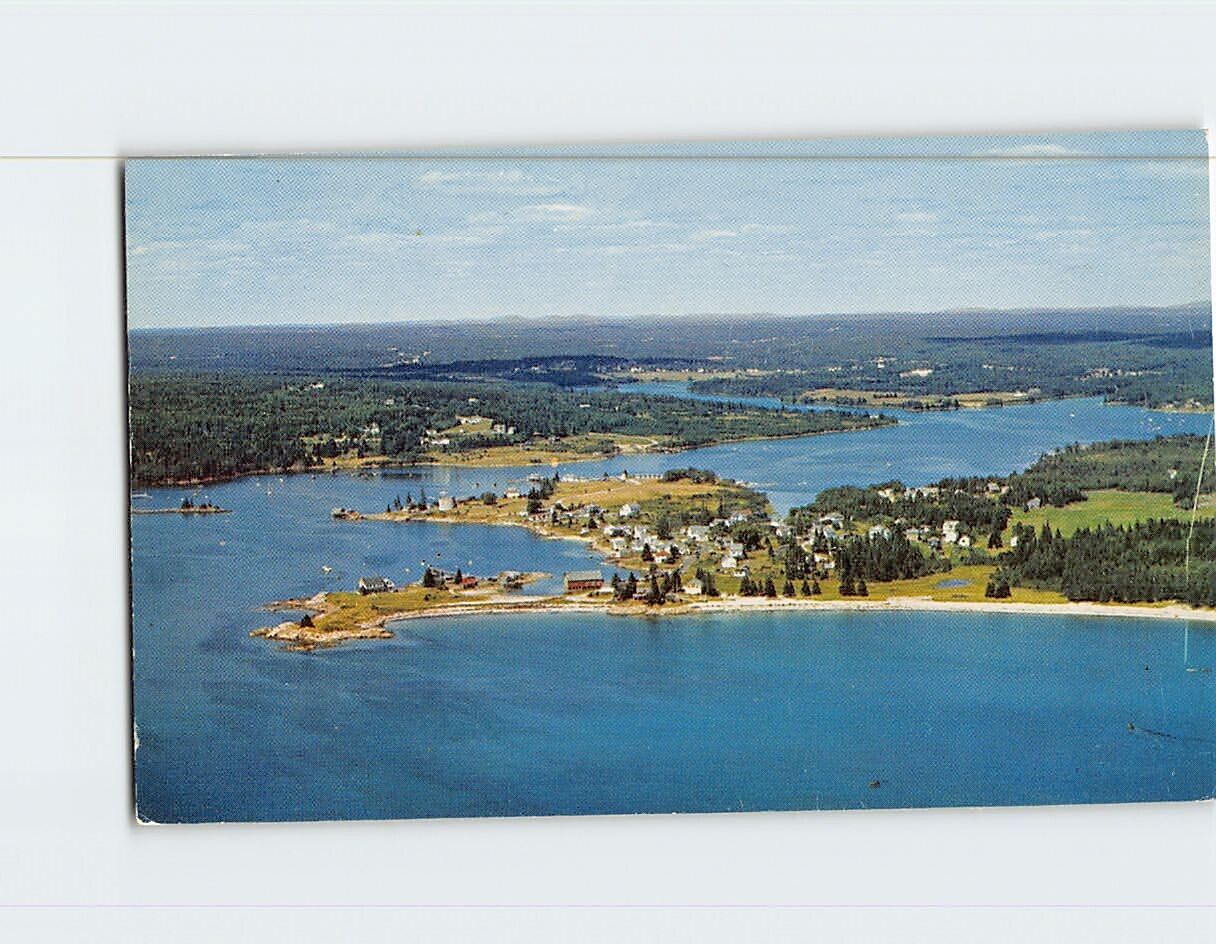 Postcard Aerial View of Pemaquid Beach Maine USA