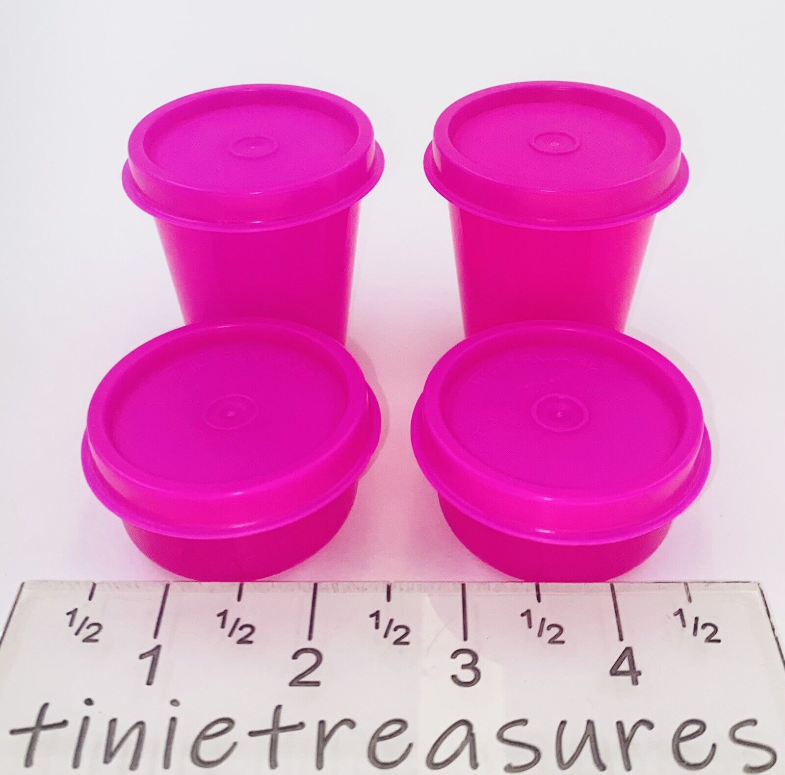 Tupperware Smidget/midget Set of 4 Neon pink tinietreasures