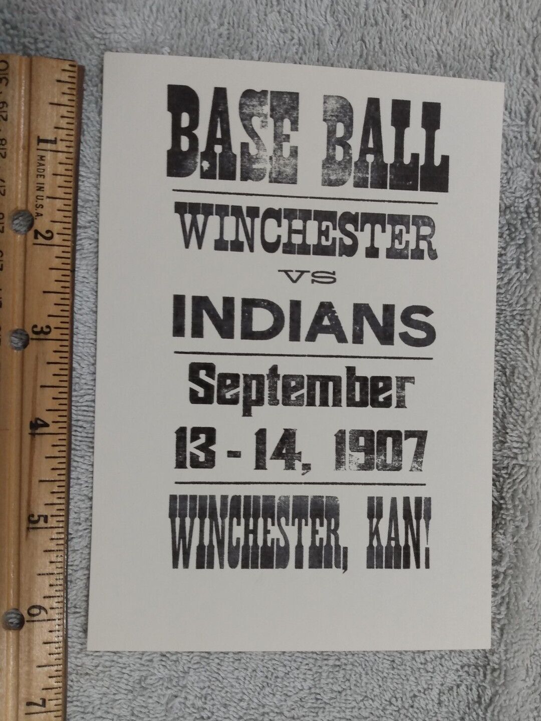 1907 Winchester Kansas Vs Indians  Baseball Adv
