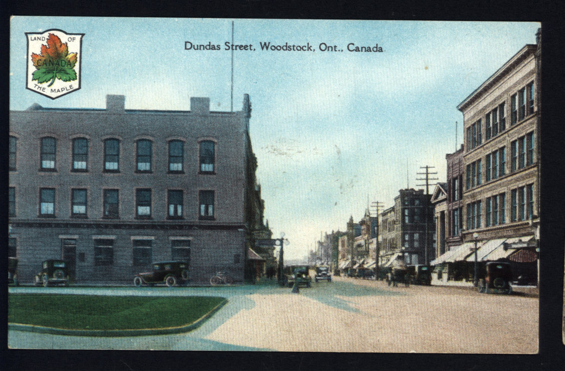 DUNDAS Street WOODSTOCK Ontario CANADA * not mailed cars buildings land of Maple