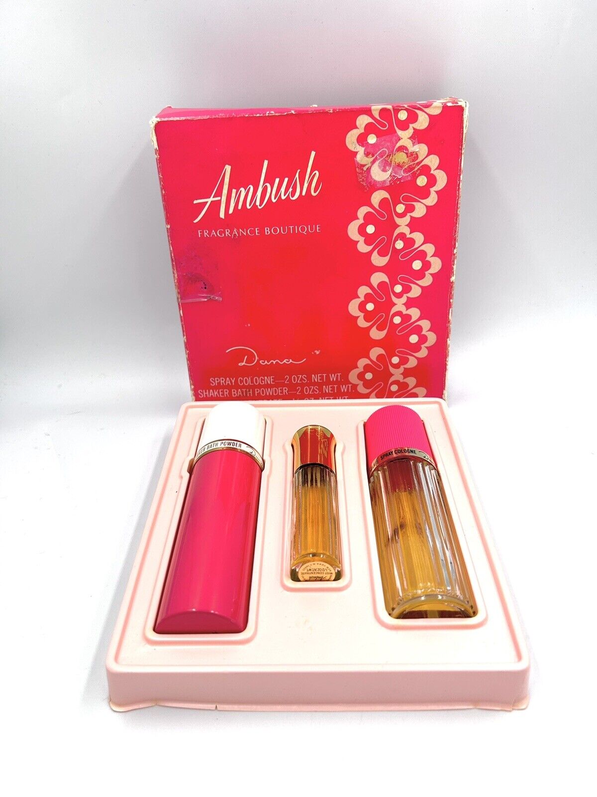 Vintage Ambush Dana Cologne Perfume Powder Set w/Box Discontinued Original Form