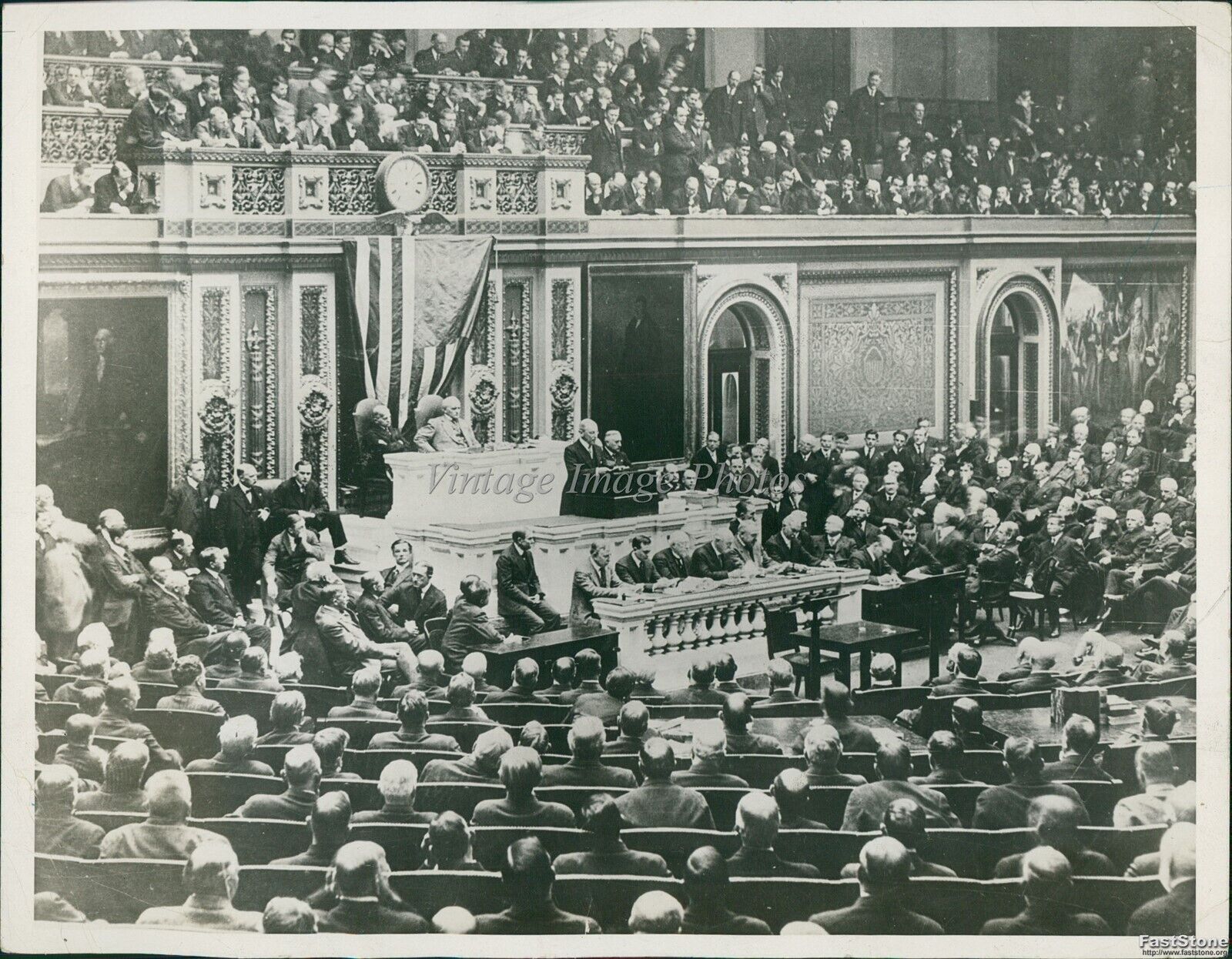 1937 Pres Woodrow Wilson Declares War On Germany Apr 6 1917 Historic 7X9 Photo