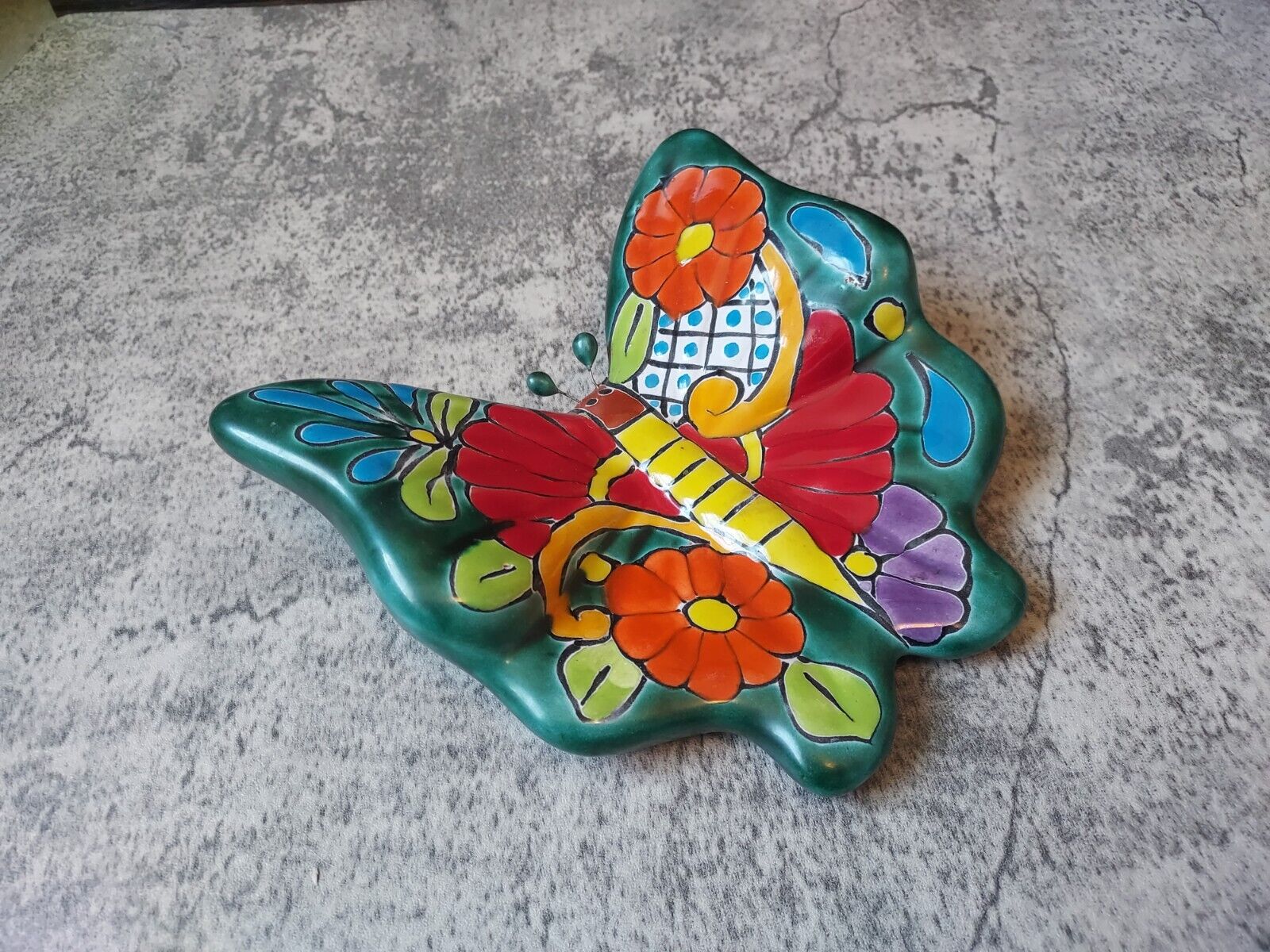 Talavera Butterfly Folk Art Mexican Pottery Wall Art Multicolor Decor