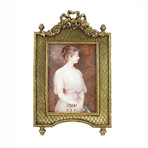 Antique 5x7 Picture Frame Vintage Ornate Tabletop and Wall Hanging Photo Frame