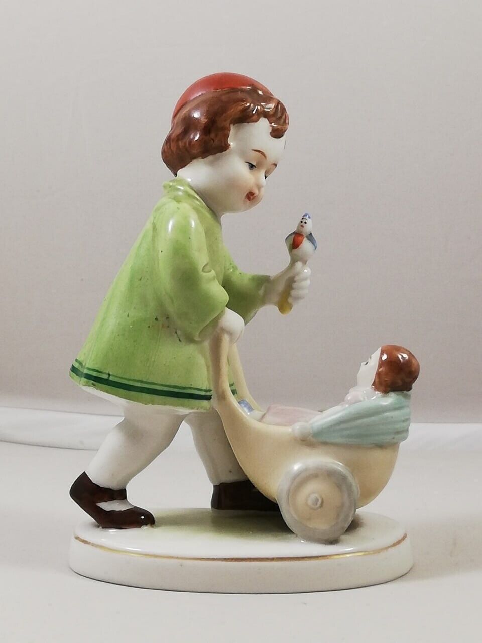 RARE Figurine “GIRL PLAYS WITH DOLL” Scheibe-Alsbach 1920s Germany Porcelain