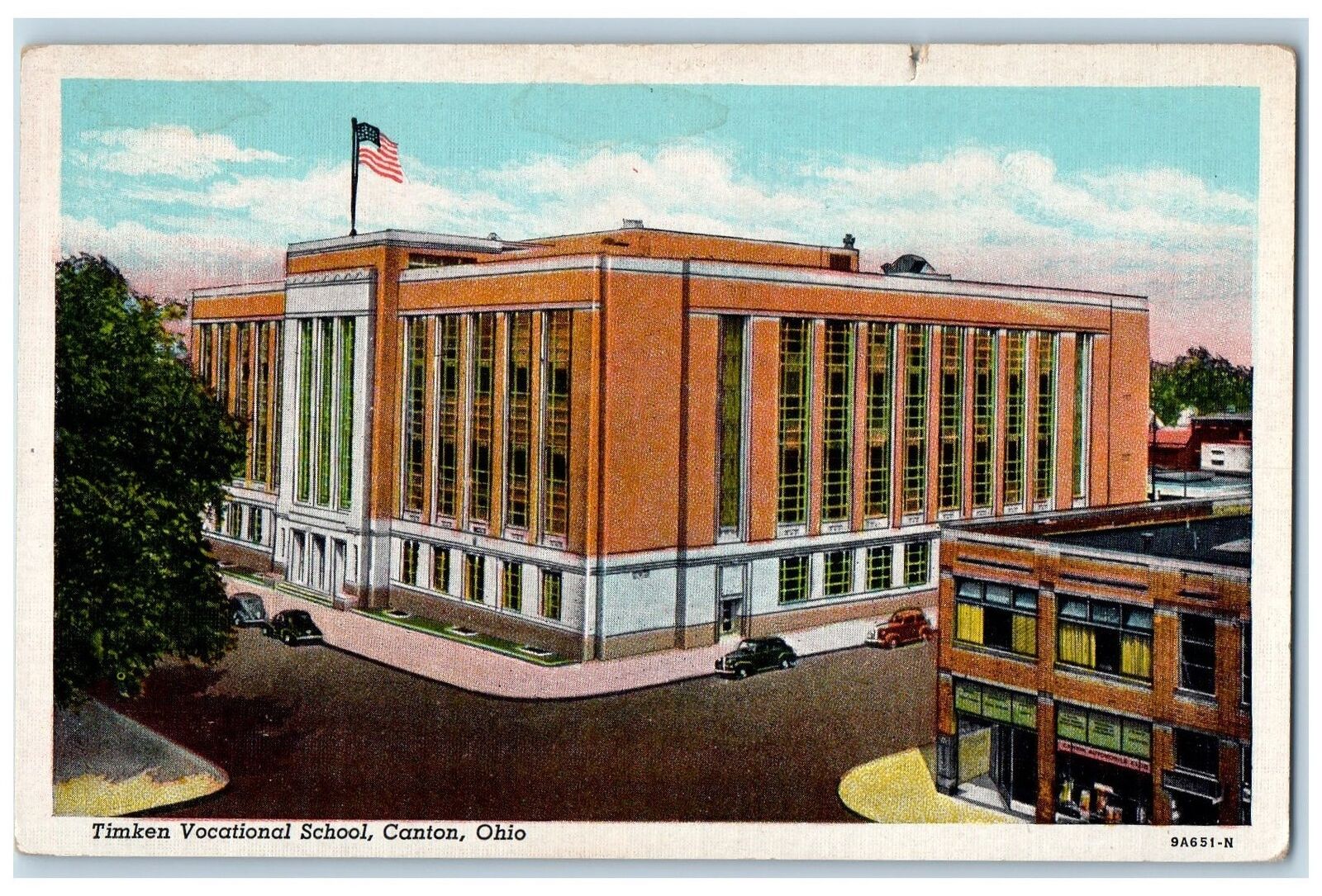 c1940\'s Timken Vocational School Canton Roadside Ohio OH Posted Vintage Postcard