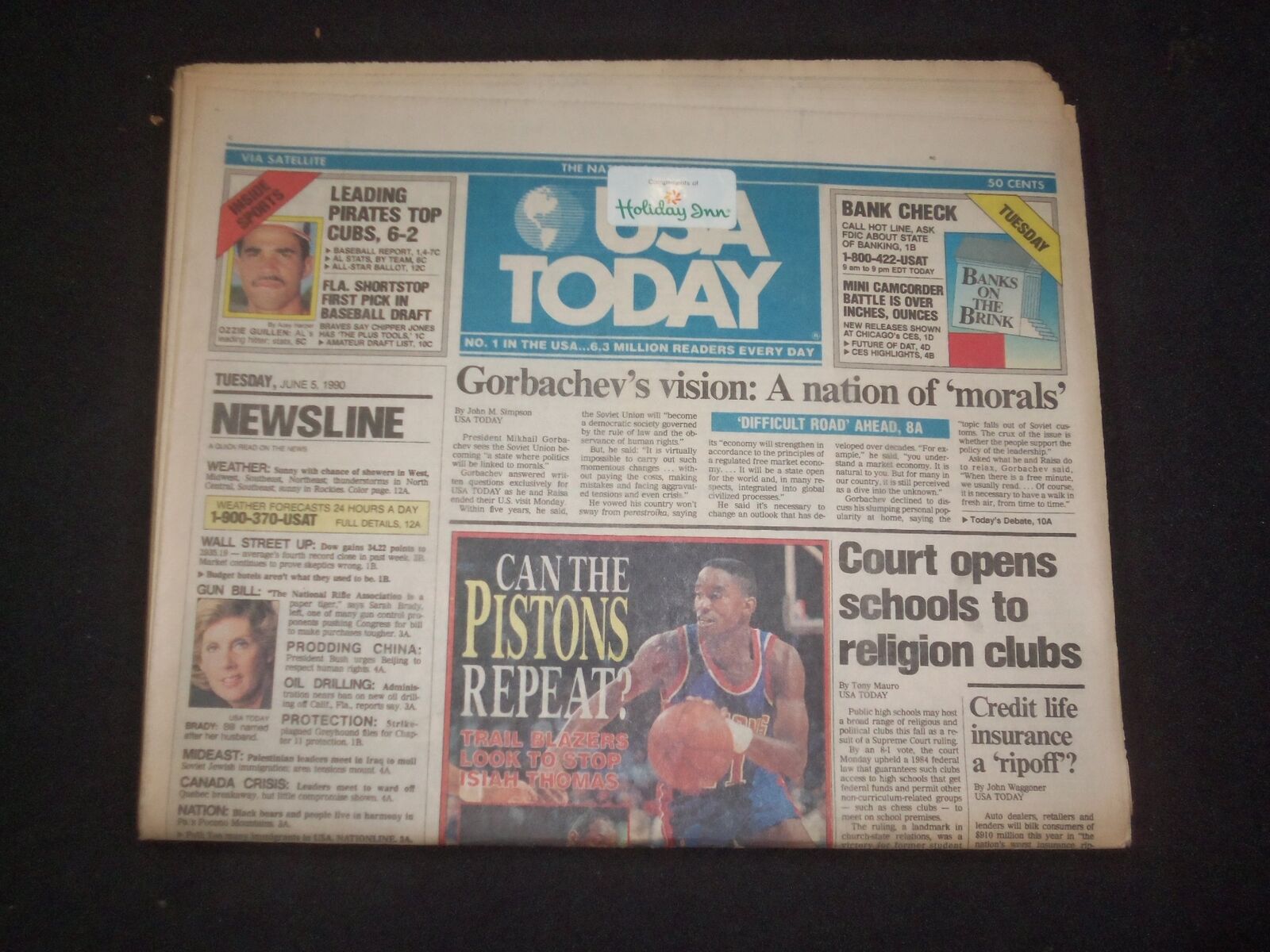 1990 JUNE 5 USA TODAY NEWSPAPER - COURT OPENS SCHOOLS TO RELIGION CLUBS- NP 7773