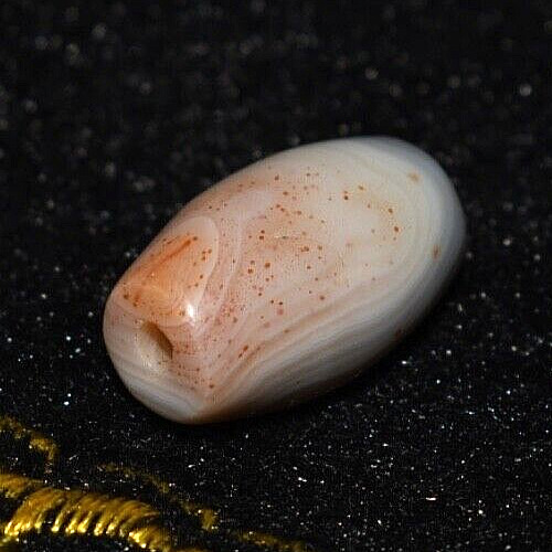 Large Genuine Ancient Greek Bactrian Banded Agate Stone Bead with Blood Dots