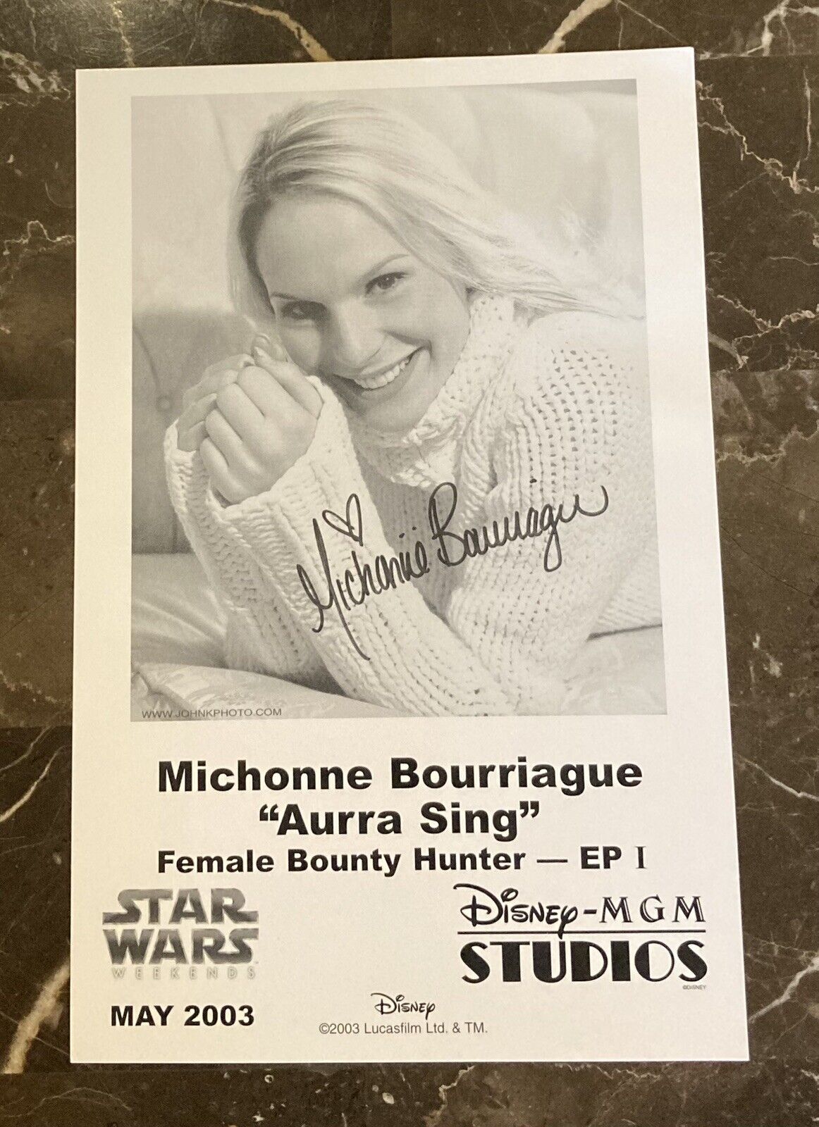 Disney’s Star Wars Weekends 2003 Michonne Bourriague Pre-Signed Photo Aurra Sing