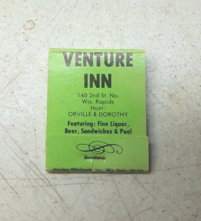 Venture Inn Wisconsin Rapids Orville And Dorothy Vintage Matchbook Advertising 