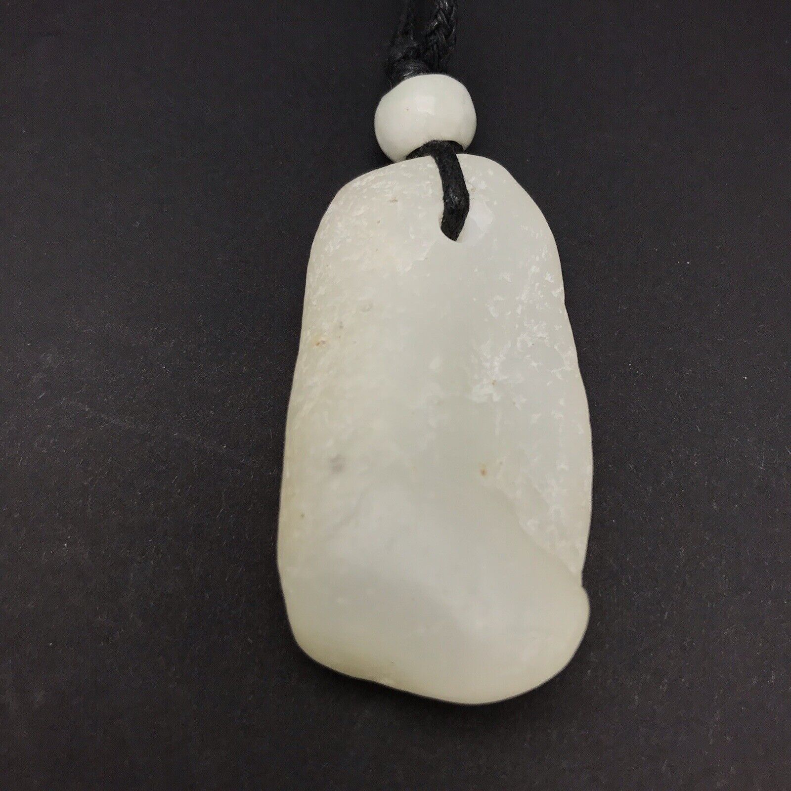 Hotan White Jade Pebble Pendant Nephrite Jade Stone Necklace Hetian China #39