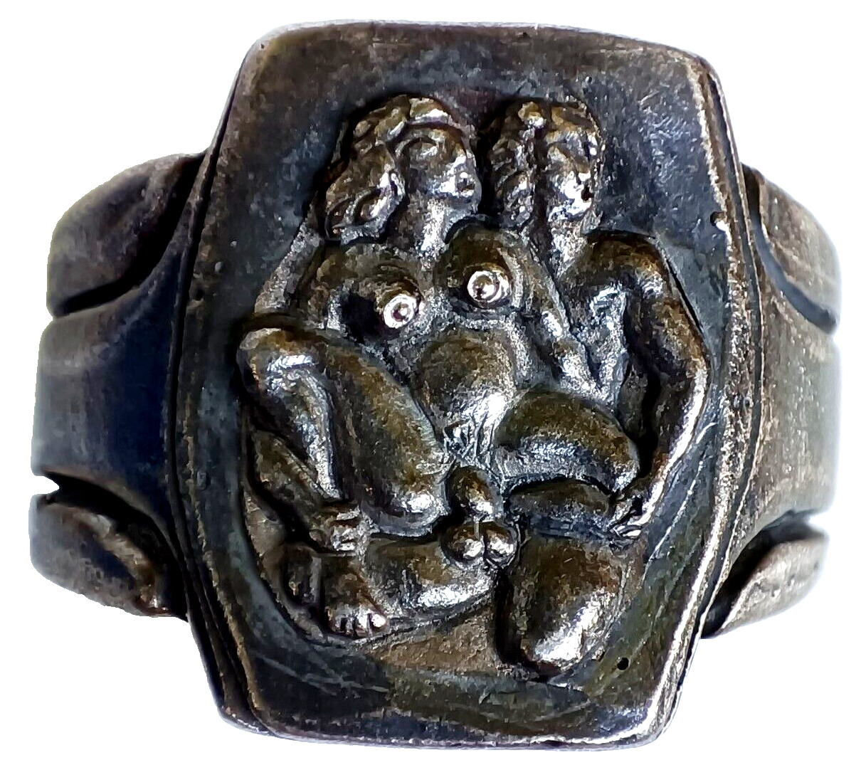 200 BC Ancient Roman Authentic Senatorial Erotic Silver Ring Wearable Artifact