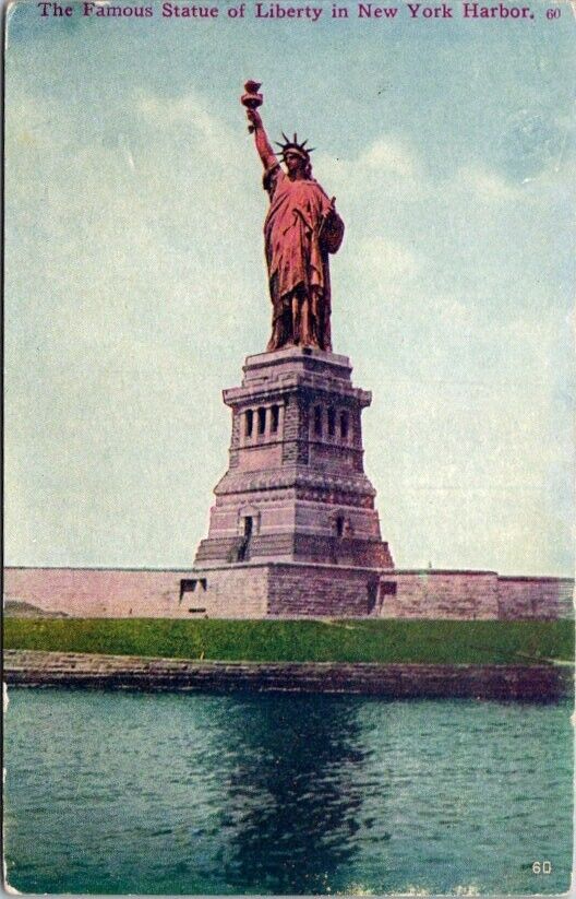 Vintage Postcard The Famous Statue of Liberty New York Harbor c.1907-1915  11719