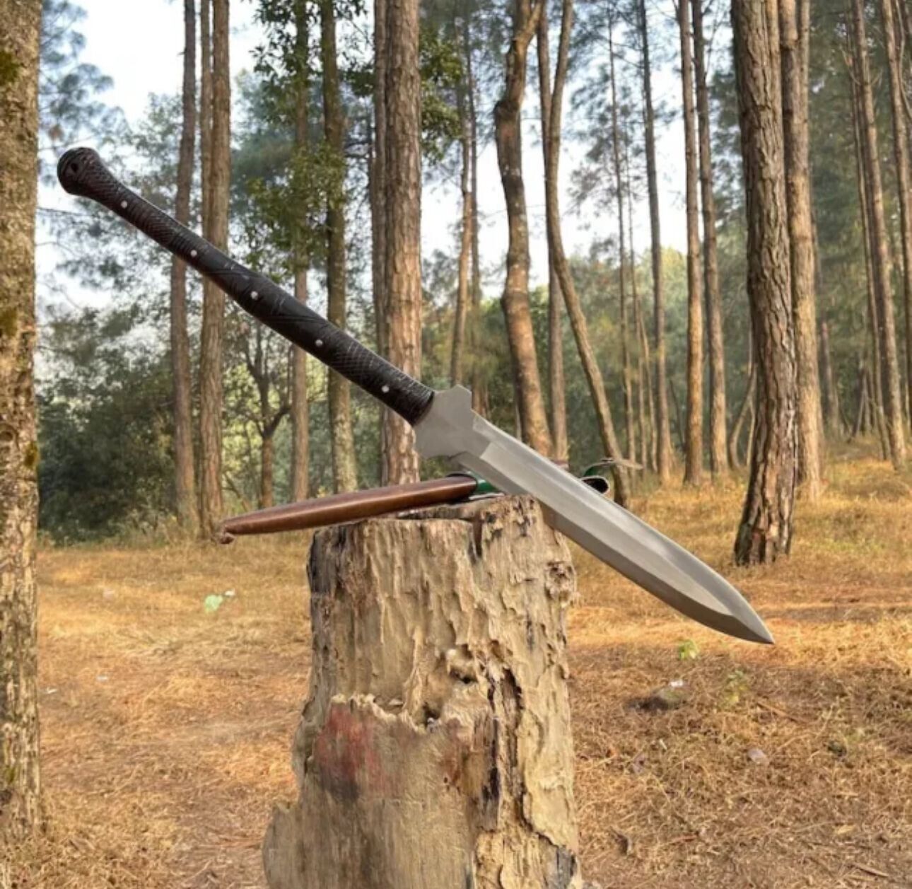 Handmade tactical spear sword handmade carbon steel blade,