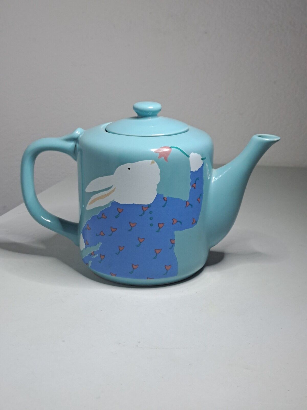 Bunny Teapot Paris Bottman  Ceramic Blue Rabbit Bottman Designs 1988- JAPAN