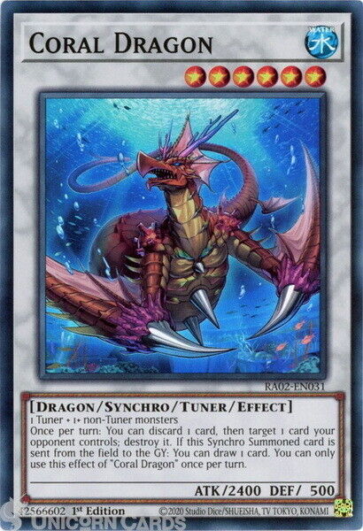 RA02-EN031 Coral Dragon : Super Rare 1st Edition YuGiOh Card