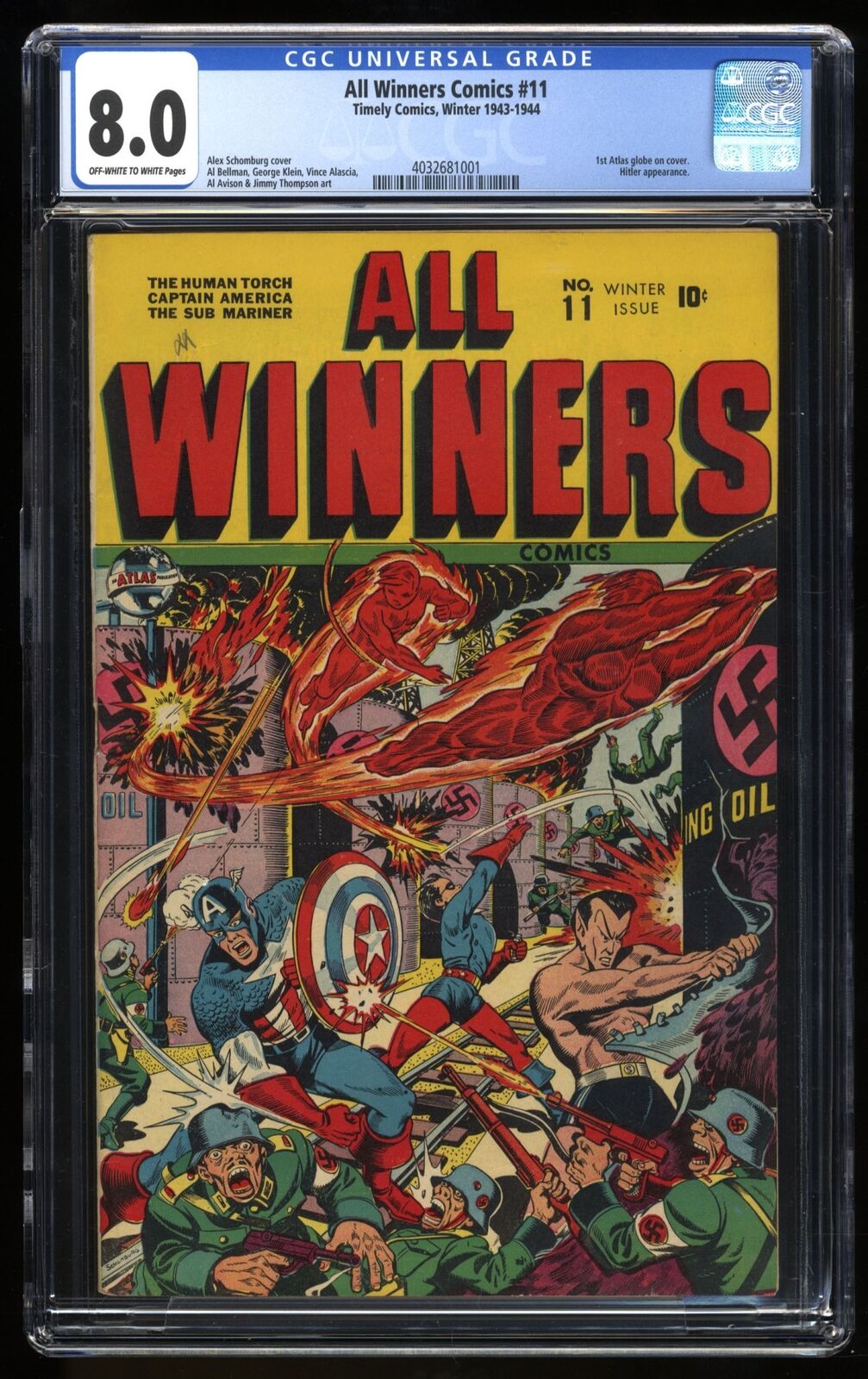All Winners Comics #11 CGC VF 8.0 Off White to White Hitler Appearance