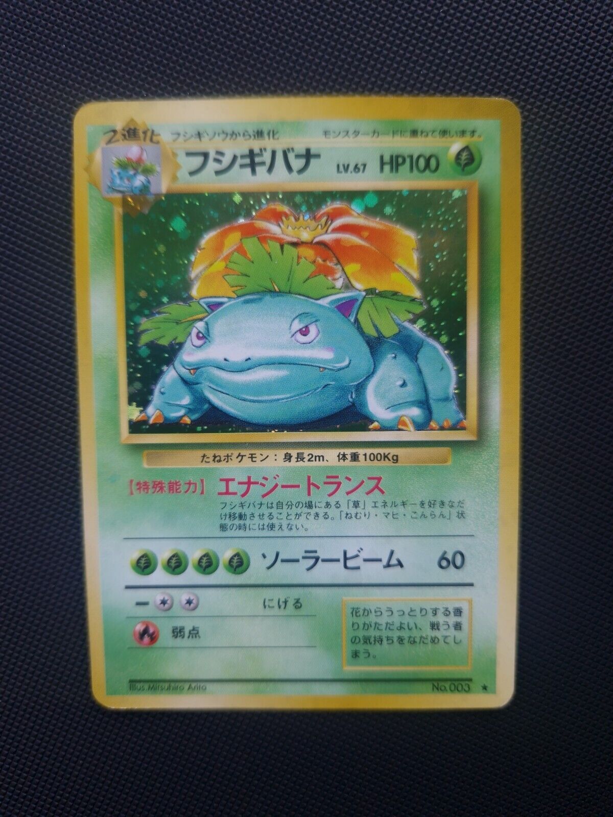 1996 Japanese Base Set Venusaur Holo Pokemon Card. No 003 WOTC RARE