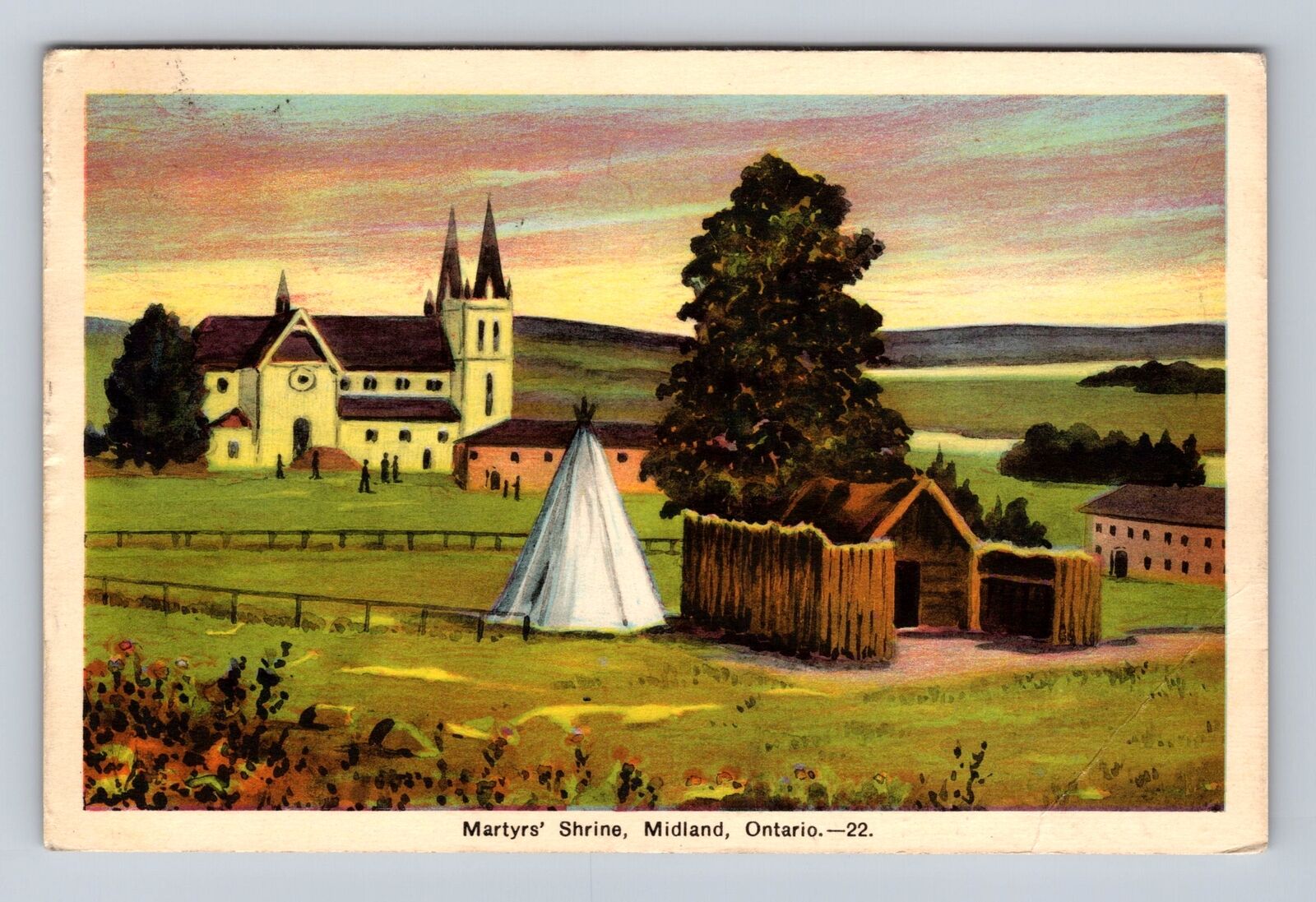 Midland Ontario-Canada, Martyrs' Shrine, Antique Vintage Souvenir Postcard