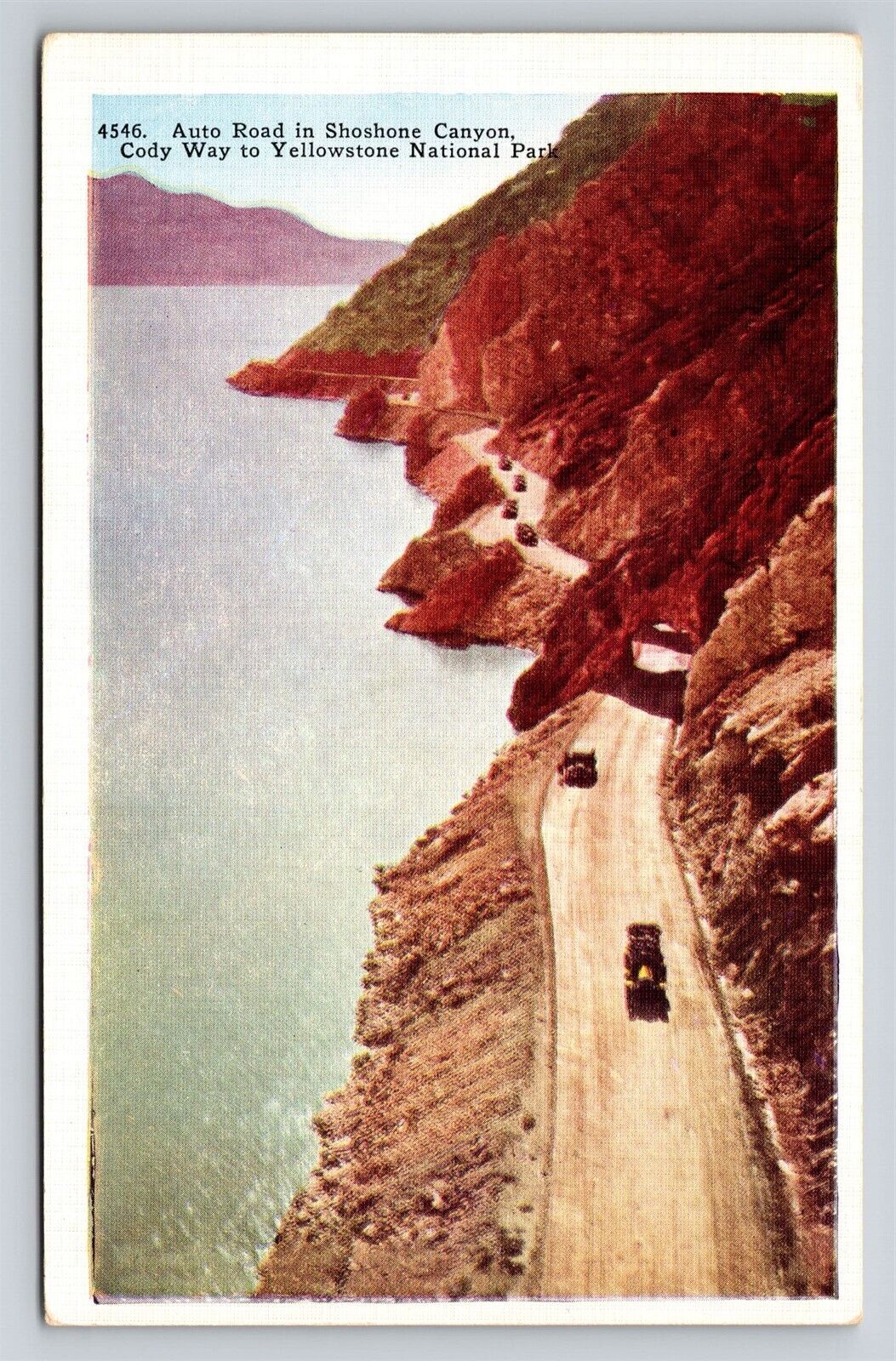Auto Road in Shoshone Canyon Yellowstone National Park Cody Way WY Postcard HHT