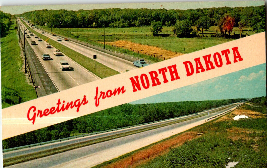 Greetings From North Dakota postcard.
