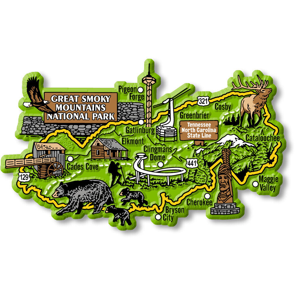 Smoky Mountain National Park Map Magnet by Classic Magnets