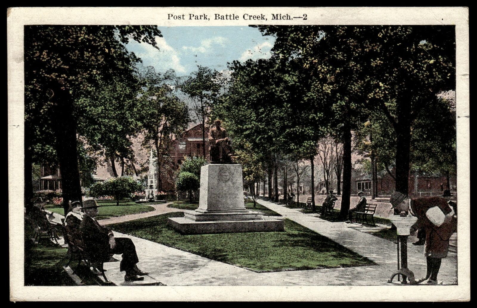 1970 Postard Post Park Battle Creek Michigan MI Postcard #1