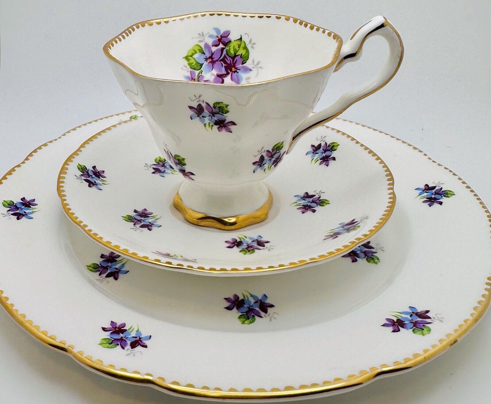 Vintage Royal Stafford Sweet Violets Trio; Cup Saucer & Plate Set, Floral Teacup
