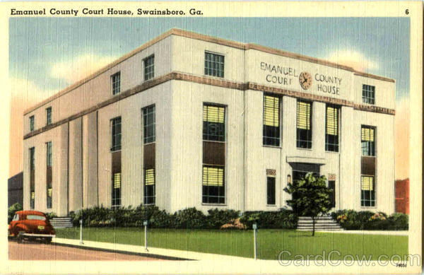 Swainsboro,GA Emanuel County Court House Georgia Coastal News Co. Linen Postcard
